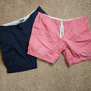 Lot of 2 Polo Ralph Cargo Shorts Mens 50 B Classic Chino Drawstring Cotton Read